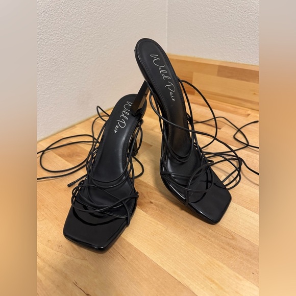 Wild Pair Black Eross Lace-Up High Heel - Picture 7 of 8